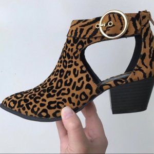 Leopard Cheetah Zebra Print Buckle Ankle Boots